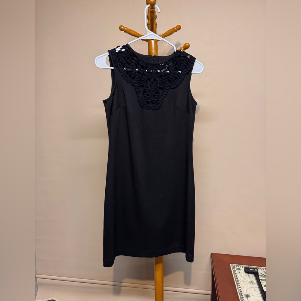 Women’s Calvin Klein Black Sleeveless Crochet Yoke Mini Dress